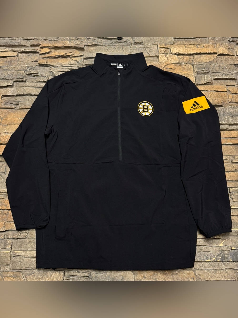 Boston Bruins Adidas Jacket Men’s Large Black Half Zip Pullover Lightweight